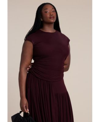 Women's Drape Detail Fitted Mesh Dress