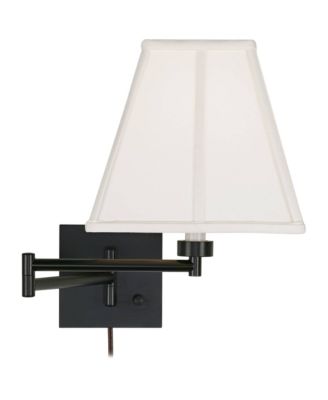 Swing Arm Wall Lamp Espresso Plug-In Light Fixture Square Shade for Bedroom Bedside Living Room Reading