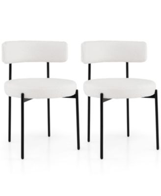Round Dining Chairs Set of 2 with Curved Backrest Filled Sponge Metal Legs