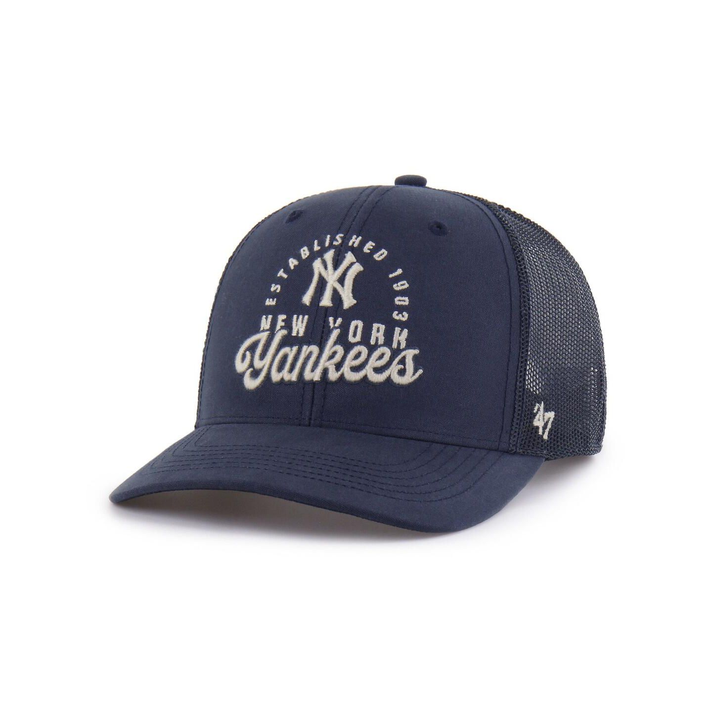 Мужская кепка '47 Brand Navy New York Yankees Pitstop Trucker Adjustable Hat — фото 1