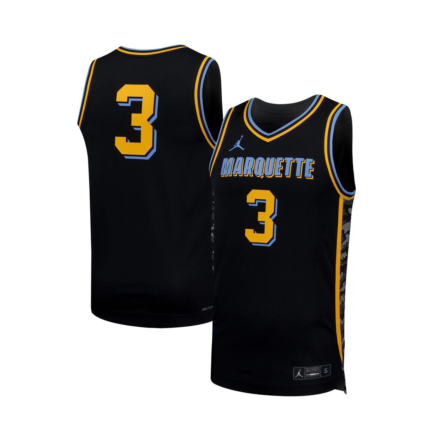 Мужской топ Nike 3 Black Marquette Golden Eagles Replica Basketball Jersey — фото 1