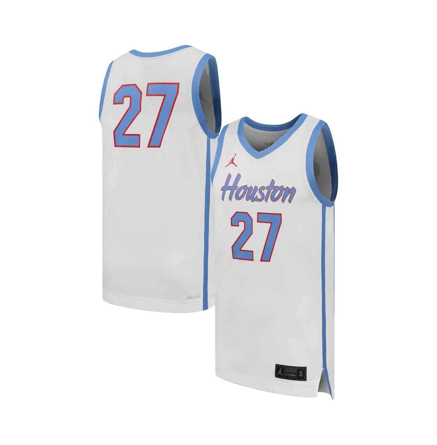Мужской топ Jordan 27 White Houston Cougars Replica Basketball Jersey — фото 1