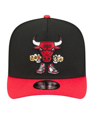 Men's Black Chicago Bulls Injection Cartoon Logo A-Frame 9FIFTY Adjustable Hat