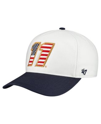 Men's White Denny Hamlin Flag Fill Two-Tone Team Adjustable Hitch Hat