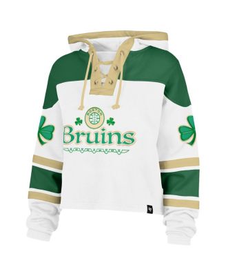 Women's White Boston Bruins McLucky Cropped Lacer Hoodie