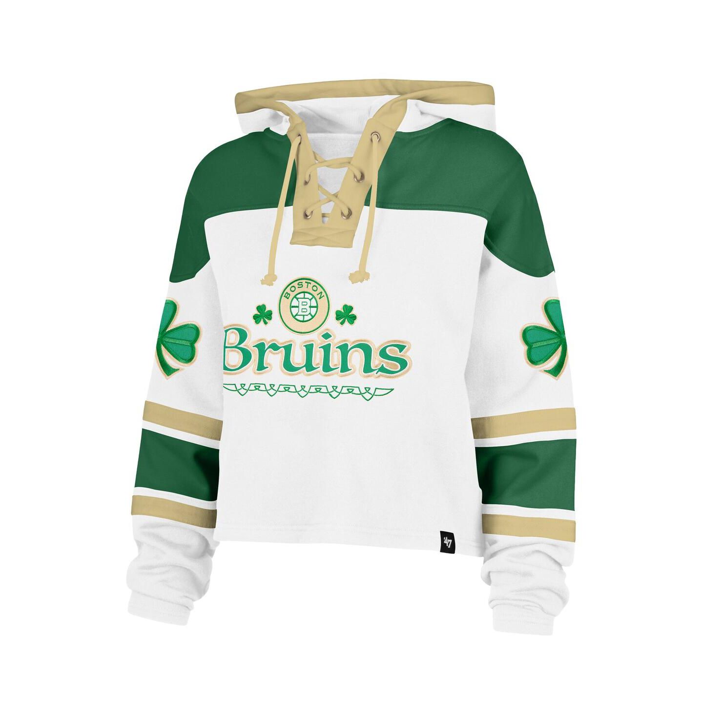 Женское худи '47 Brand White Boston Bruins McLucky Cropped Lacer — фото 2