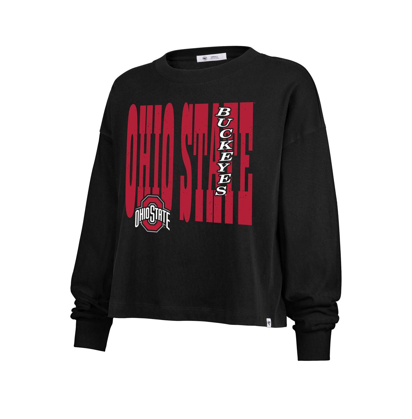 Женская футболка '47 Brand Black Ohio State Buckeyes Stacked Sydney Long Sleeve — фото 2