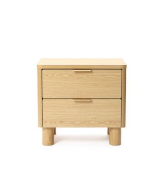 Wood Finish 2-Drawer End Table and Nightstand, Manufactured Wood Side Table