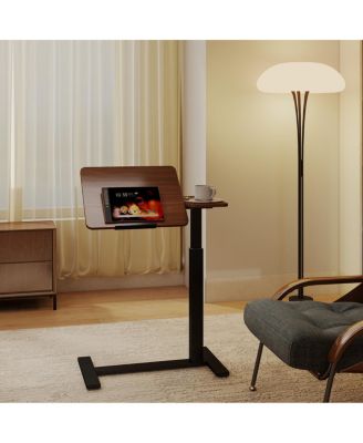 Adjustable Rolling Overbed Desk with Flip Top