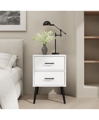 Modern 2-Drawer Nightstand with Metal Accents