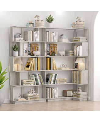 Space-Saving Corner Bookshelf and Bookcase Set