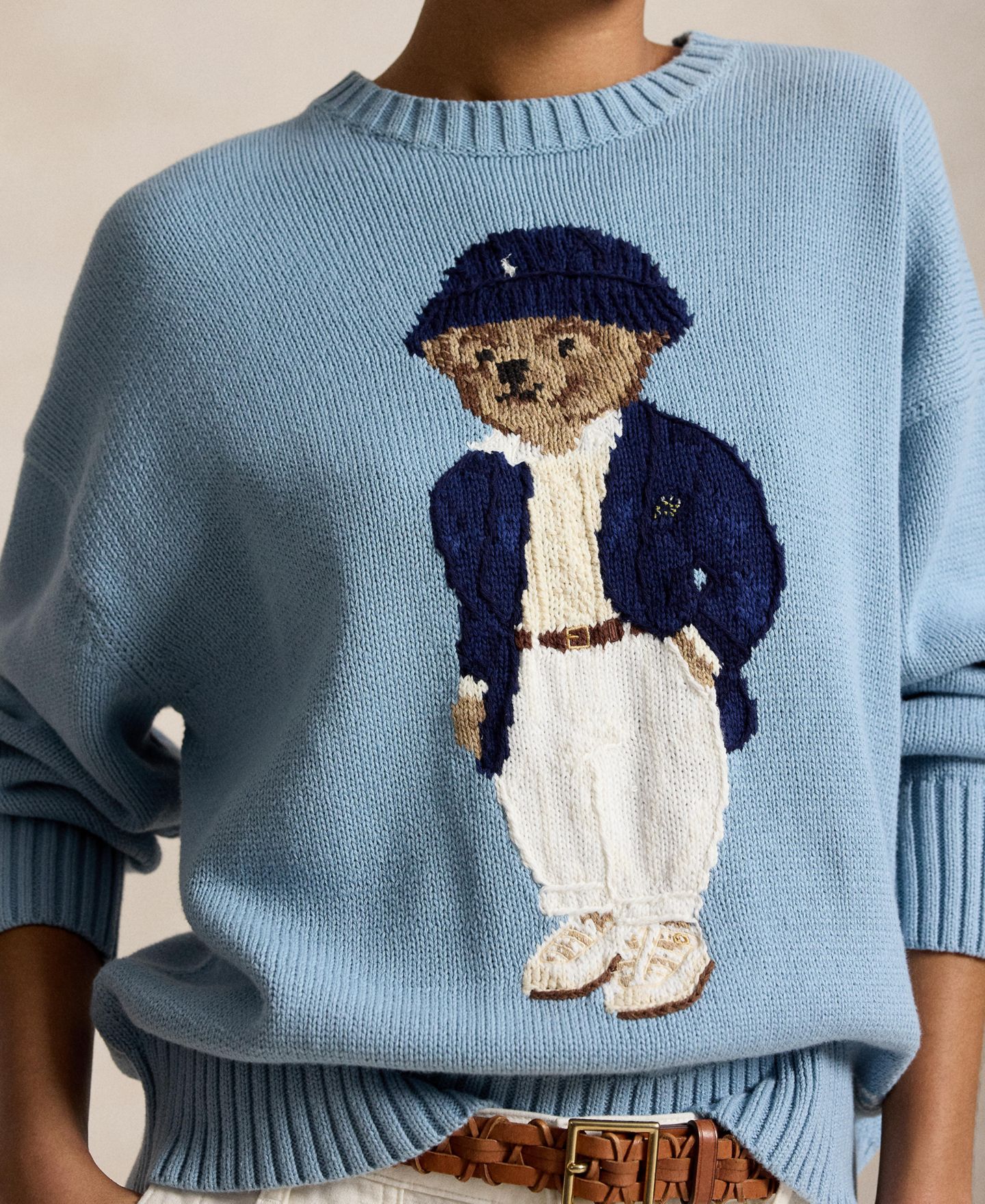 Женский свитер Polo Ralph Lauren Polo Bear Oversized Crewneck, цвет: Синий — фото 3