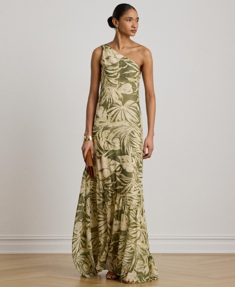 Женские платья Lauren Ralph Lauren Print Georgette One-Shoulder Gown