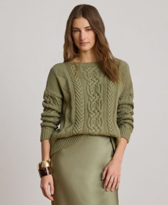 Women's Cable-Knit Boat Neck Sweater