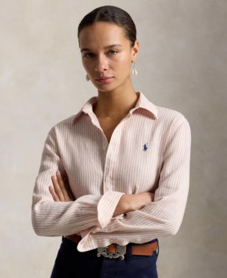 Women's Classic Fit Striped Linen Shirt