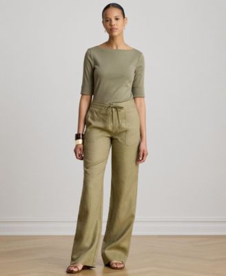 パンツ 100% LINEN RALPH LAUREN LINEN SLACKS Lauren Ralph Lauren Women's Wide-Leg Pants - Macy's