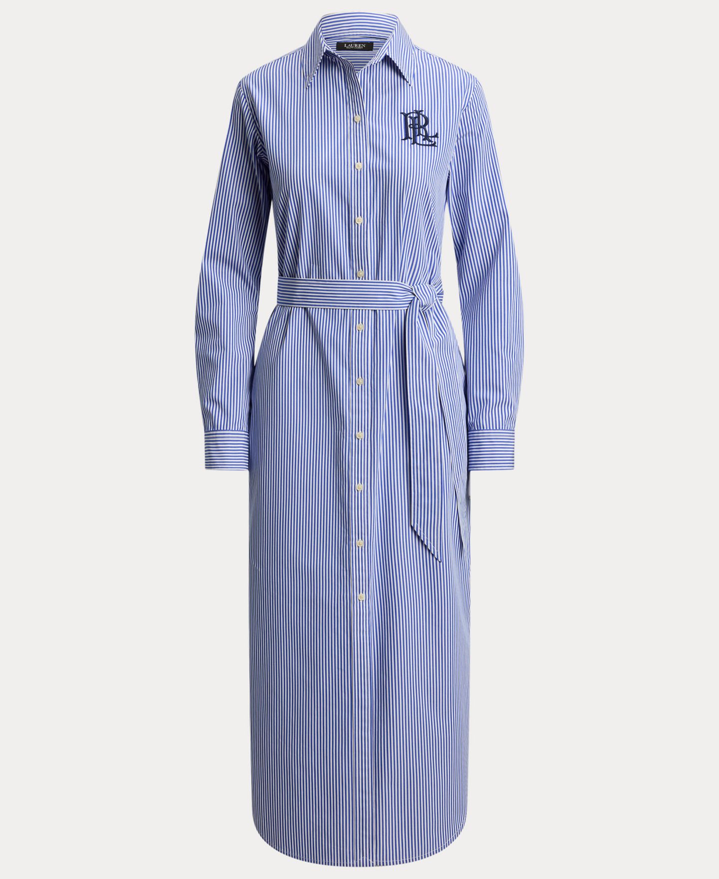 Женское платье Lauren Ralph Lauren Point Collar Striped Broadcloth Shirt-Dress, цвет: Синий / Белый — фото 7