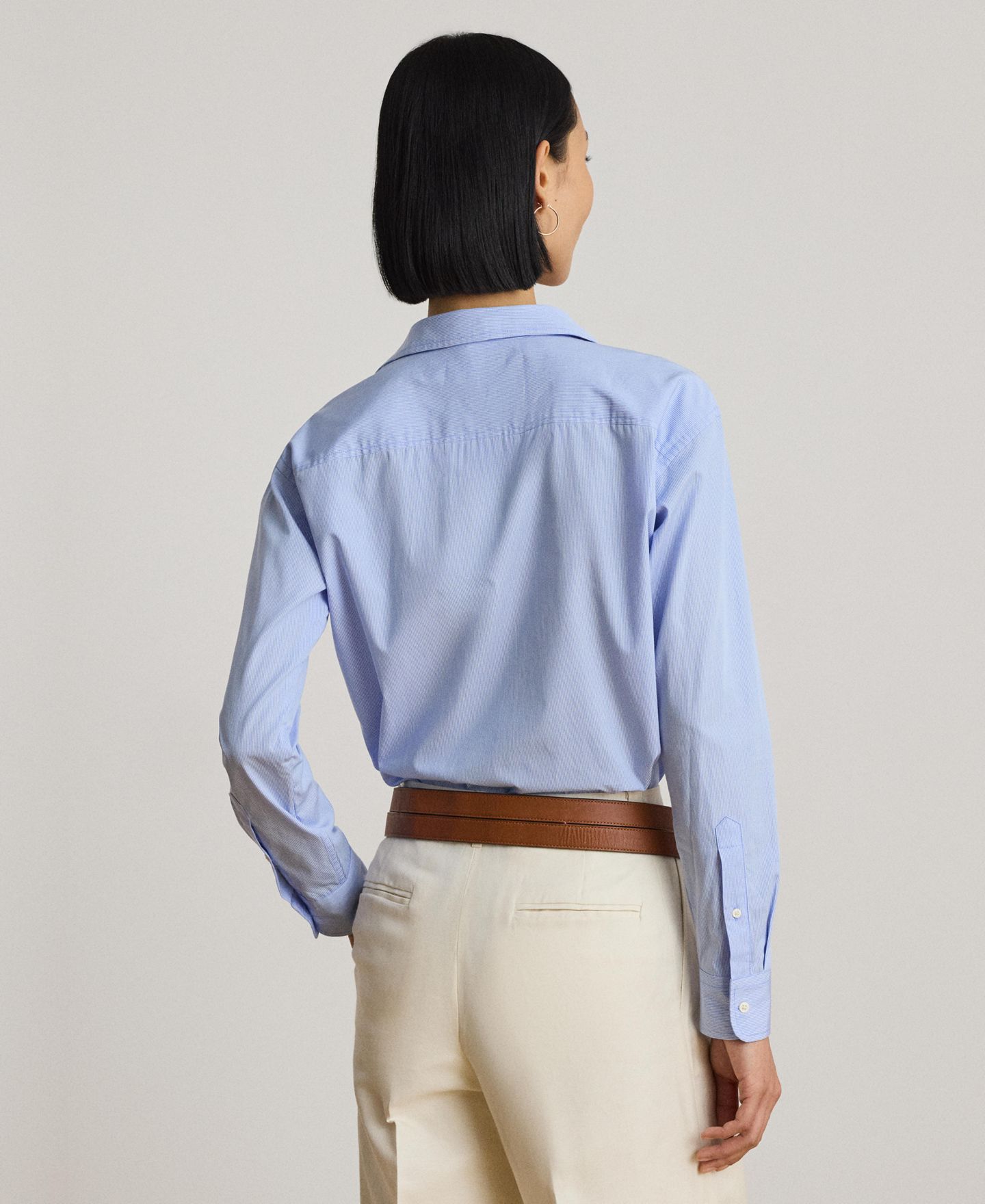 Женская рубашка Lauren Ralph Lauren Point Collar Striped Broadcloth, цвет: Синий / Белый — фото 6