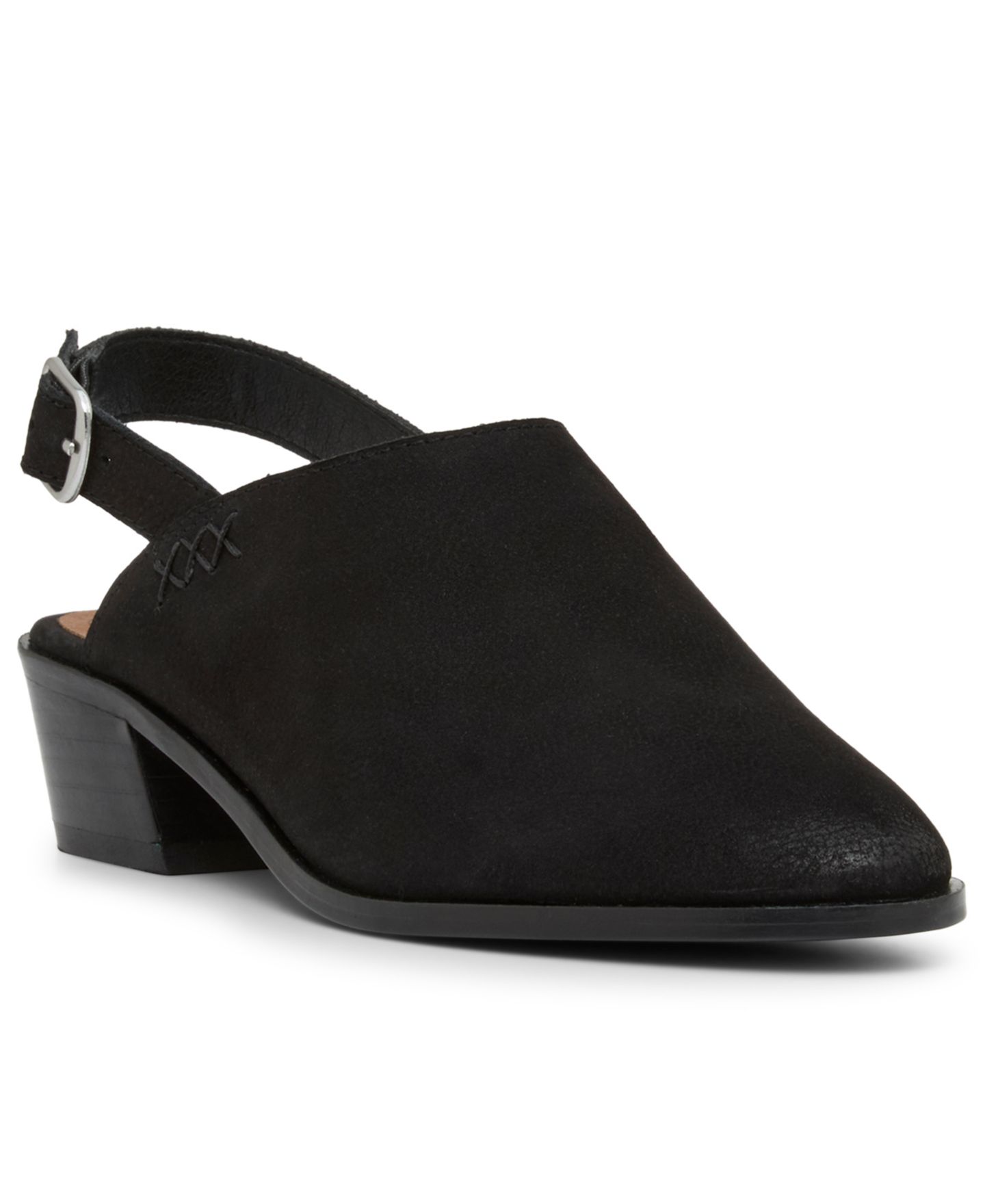Женские сабо Lucky Brand Mylody Slingback Low Block Heel Mules, цвет: Чёрный нубуковый — фото 1