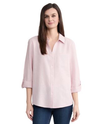 Women's Collared Button-Front Long-Sleeve Shirt