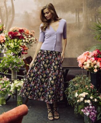 Women's V-Neck Short-Sleeve Cardigan Sweater