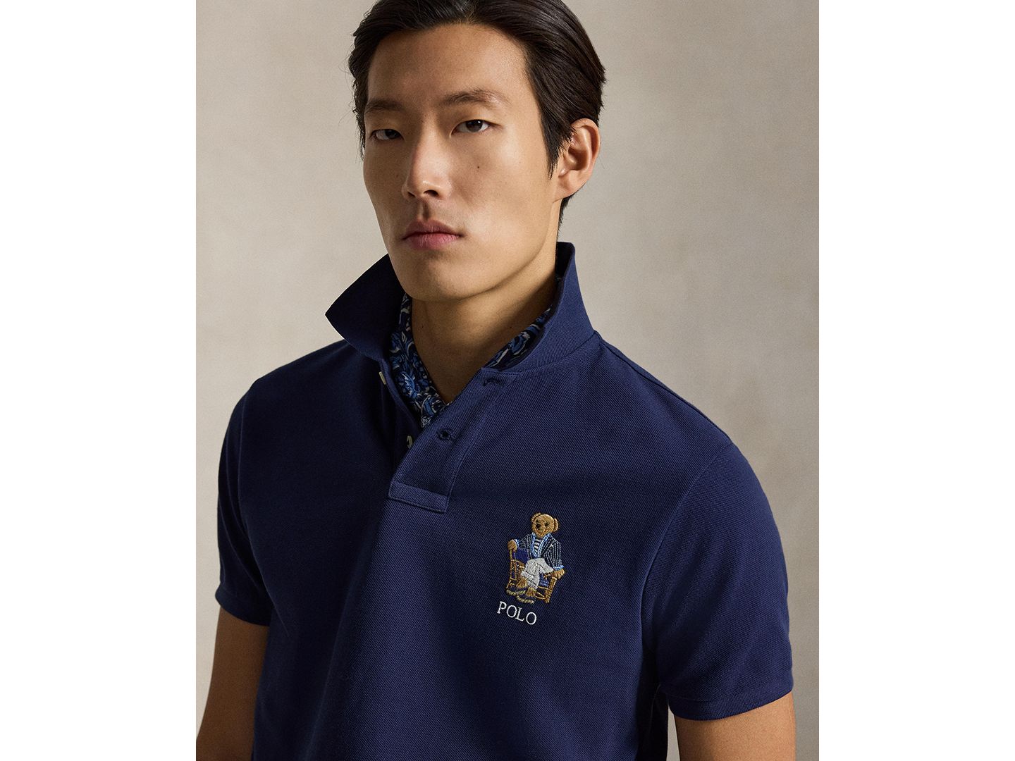 Мужское поло Polo Ralph Lauren Custom Slim-Fit Polo Bear Polo Shirt, цвет: Тёмно-синий — фото 3