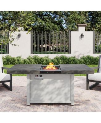 Extendable Rectangle Aluminum Alloy Fire Pit Table 50000 BTU Top Galvanized Steel Frame