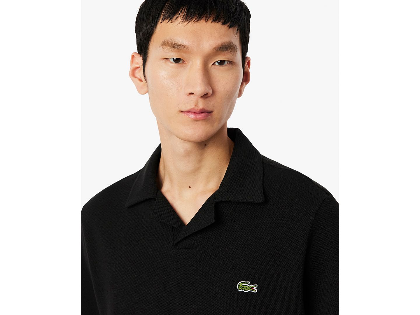 Мужское поло Lacoste Classic-Fit Cotton-Blend Polo Shirt, цвет: Чёрный — фото 3