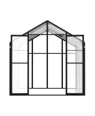 Polycarbonate Greenhouse, 8 x 12 Ft, with 2 Vent Windows and Hinged Door