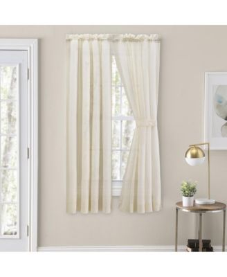 Cotton Voile Rod Packet Tailored Curtain Panel Pair for Windows