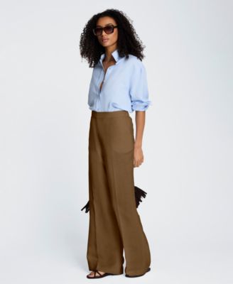 Women's Pull-On Linen Wide-Leg Pants