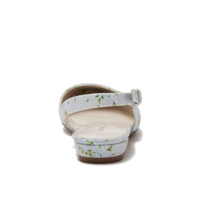 Women's Floral Linen Slingback Low Heels