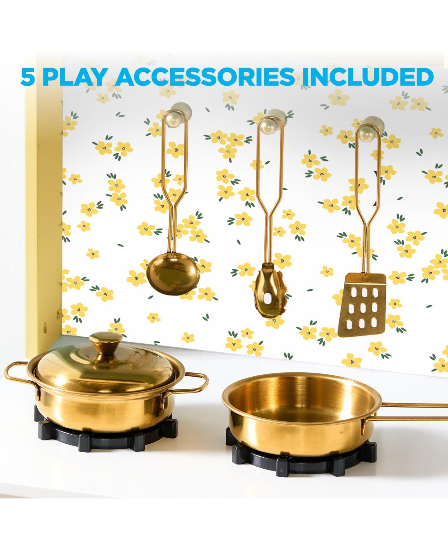 Детский игровой набор Best Choice Products Cottage Kitchen Scalloped-Edge 5-Piece Playset, Ages 3+, цвет: Сливочный — фото 9