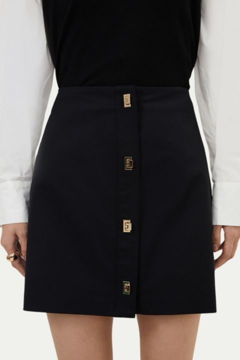 Женская юбка Karen Millen Techno Cotton Gold Clasp, цвет: Чёрный