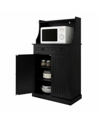 Kitchen Microwave Cabinet Stand Storage Drawers Adjustable Shelves Pantry Hutch