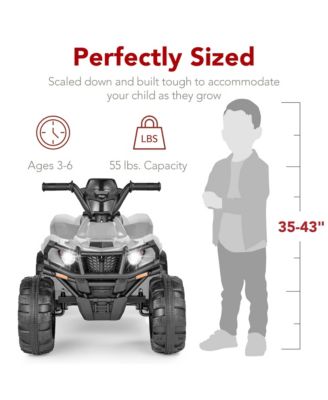 12V Kids Ride-On ATV Quad w/ Bluetooth, 2.4mph Max, Treaded Tires, LED Lights, Radio