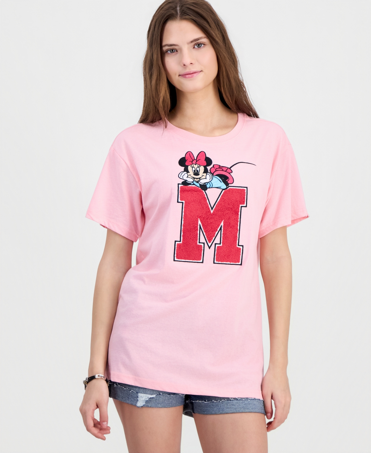 Minnie Mouse Juniors' Chenille-Embroidered T-Shirt