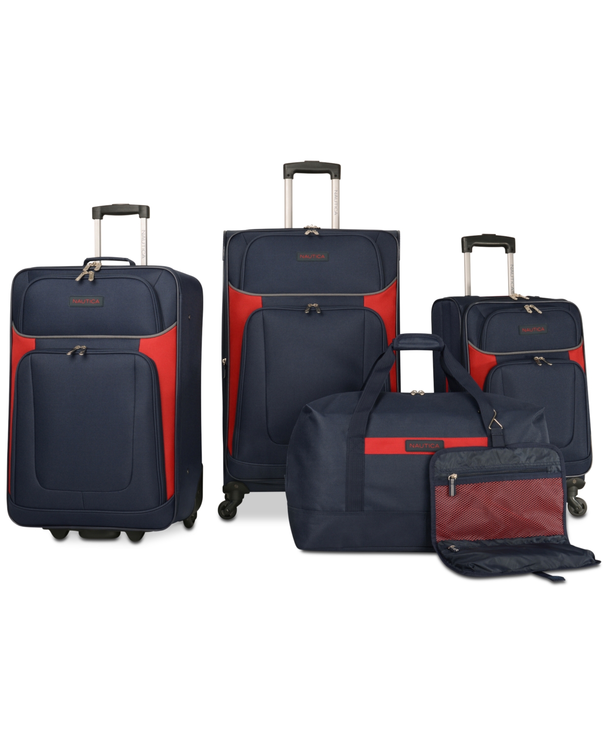 Oceanview 5-Pc. Luggage Set, Created for Macy's - Navy/Red