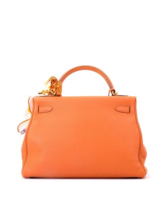 Kelly 32 Handbag Orange Togo with Gold Hardware