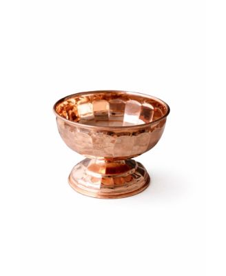Vintage Inspired Copper Pedestal Bowls with Scalloped Panel Design - Set of 2