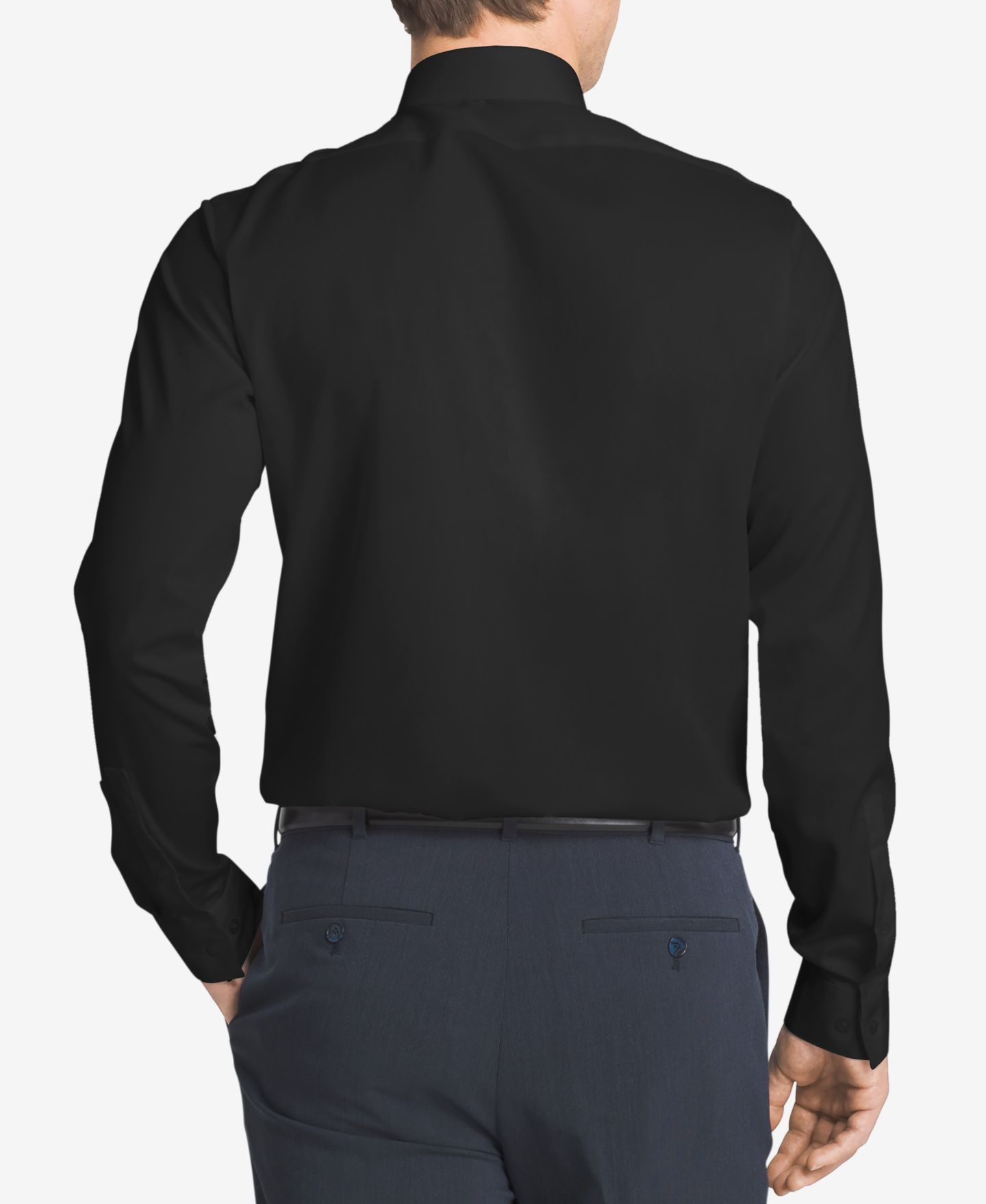 Мужская рубашка Calvin Klein Performance Wrinkle Free Herringbone Slim Fit Dress Shirt, цвет: Чёрный — фото 2