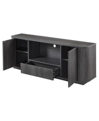 64" Fluted TV Stand, Mid Century Modern Entertainment Center with 2 Doors, 1 Drawer and Open Shelf, Media Console Table for Living Room