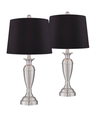 Blair Traditional Table Lamps 25 High Set of 2 Brushed Nickel Faux Silk Drum Shade for Bedroom Living Room Bedside Office House