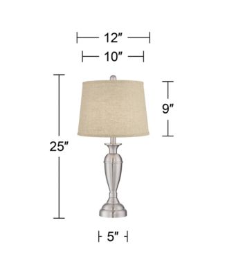 Blair Traditional Table Lamps 25" High Set of 2 Brushed Nickel Burlap Drum Shade for Bedroom Living Room Bedside Nightstand Office House