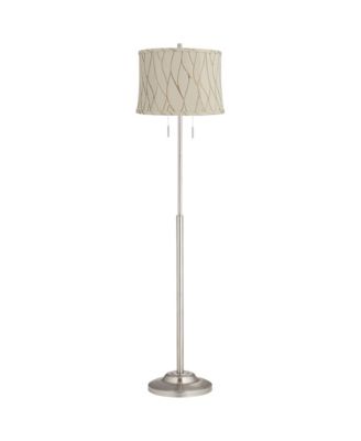 Abba Modern 65" Tall Standing Floor Lamp Twin Pull Chain Silver Metal Brushed Steel Finish