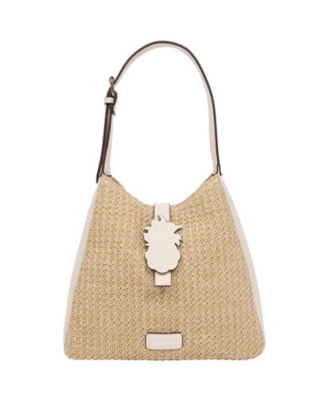 Женские Tommy Bahama Logo Tab Raffia Hobo Bag - Woven Straw Shoulder Bag with Pineapple Accent
