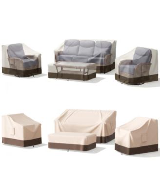 Outdoor Furniture Cover Waterproof, 4 Piece Patio Furniture Set Cover for Outside Couch, Lawn Chairs, Coffee Table,Windproof with Buckle Strap