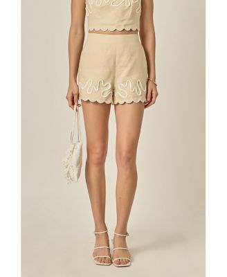 Women's Wavy Embroidered Shorts