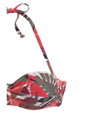 Women's Tropical Print Bandeau Bikini Swimsuit Top Bra Sizing