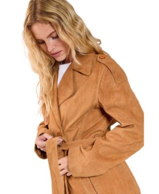 Women's Real Suede Trench Coat